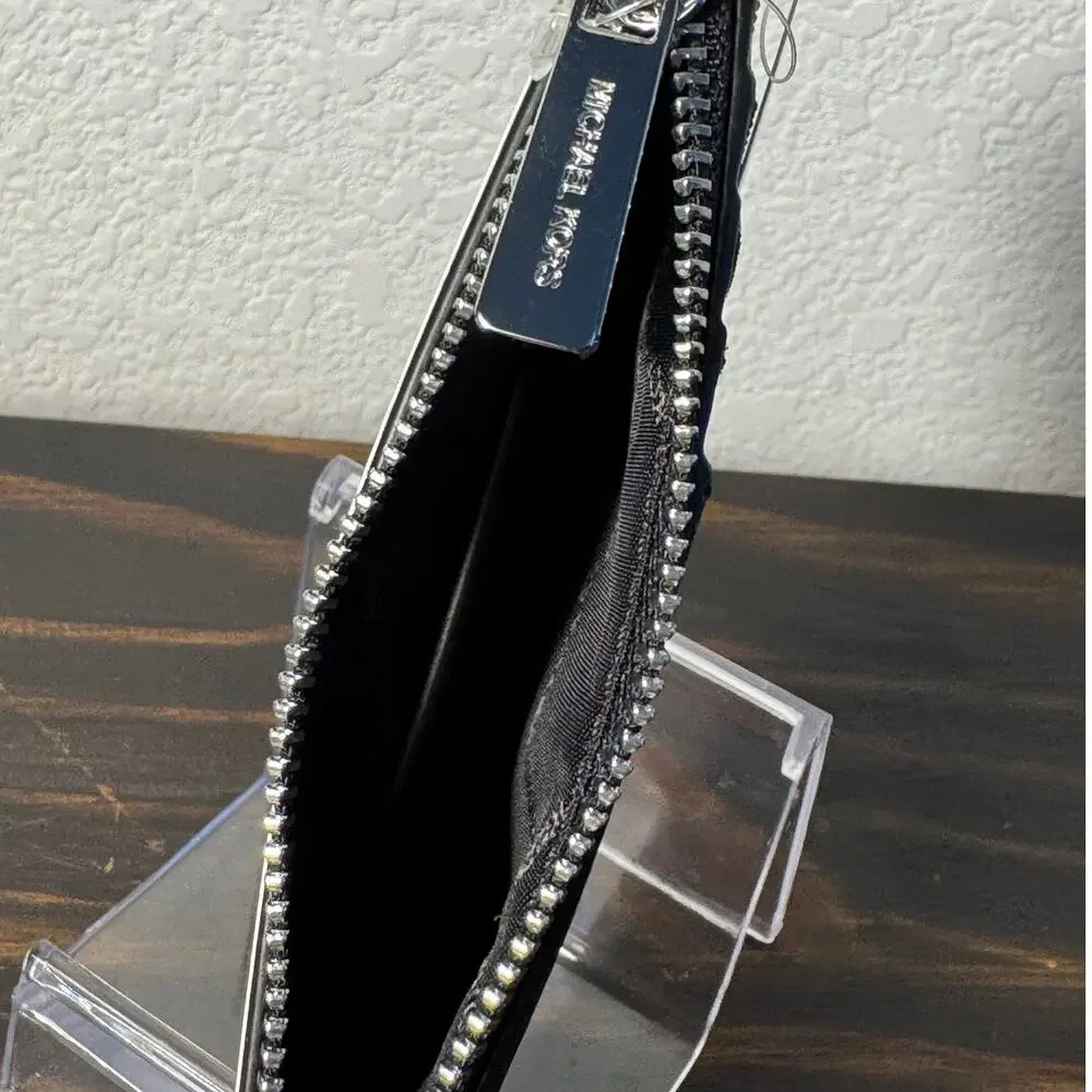 Michael Kors Jet Set Travel‎ Black Logo Card Case with Coin Pocket
